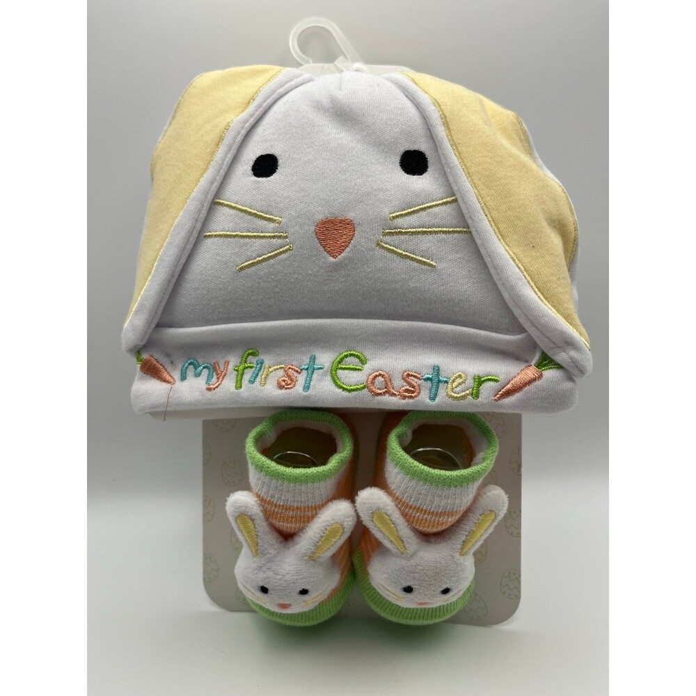 NEW My First Easter Hat and Rattle Booties Set